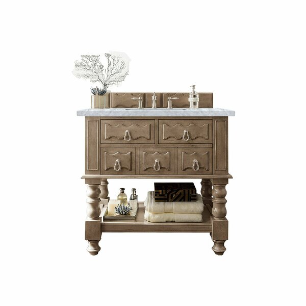 James Martin Vanities Castilian 36in Single Vanity, Empire Gray w/ 3 CM Carrara Marble Top 160-V36-EG-3CAR